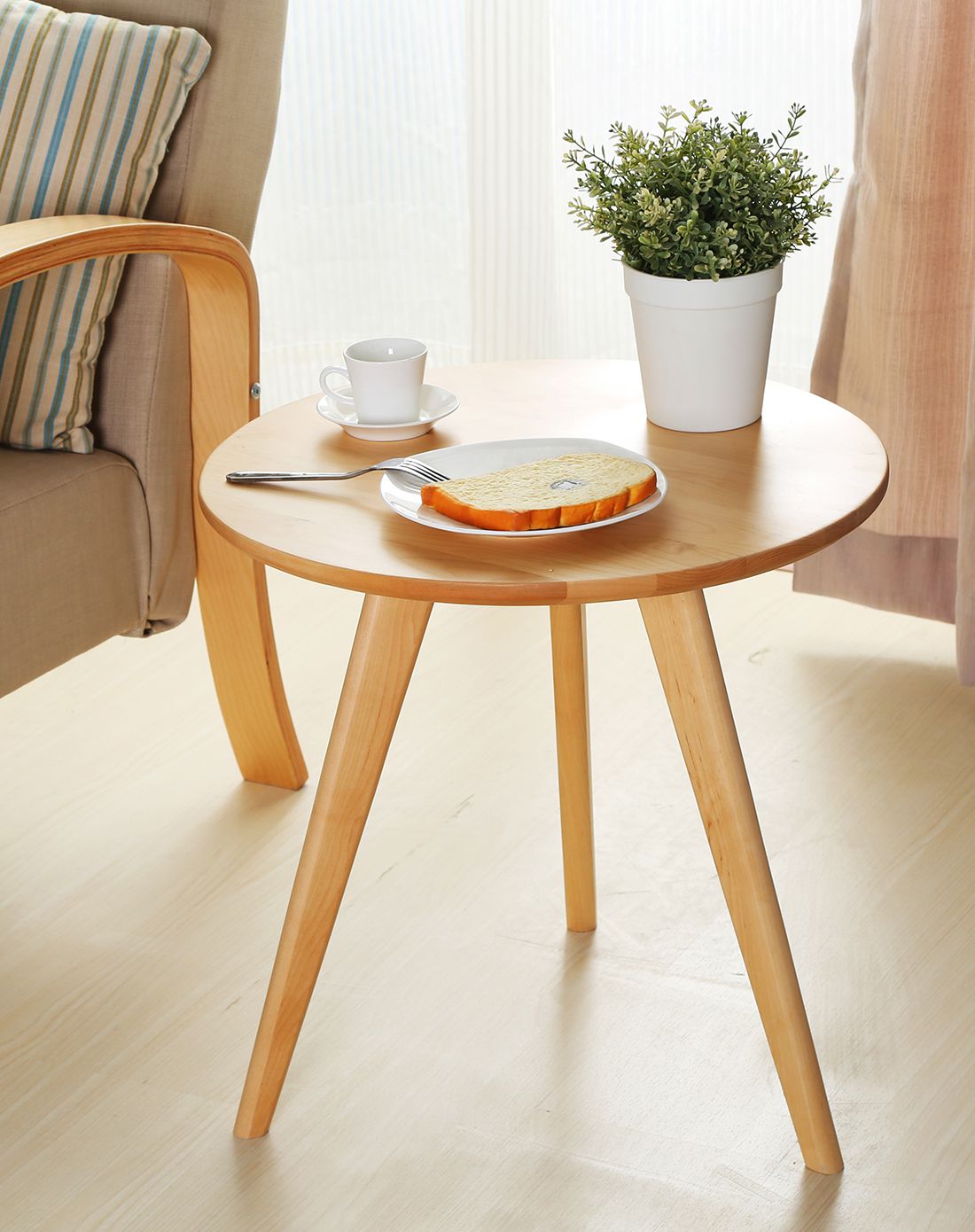 潮土creatwo家具直发货桦木三脚边几,牢固三角结构 优质桦木ctbj2016