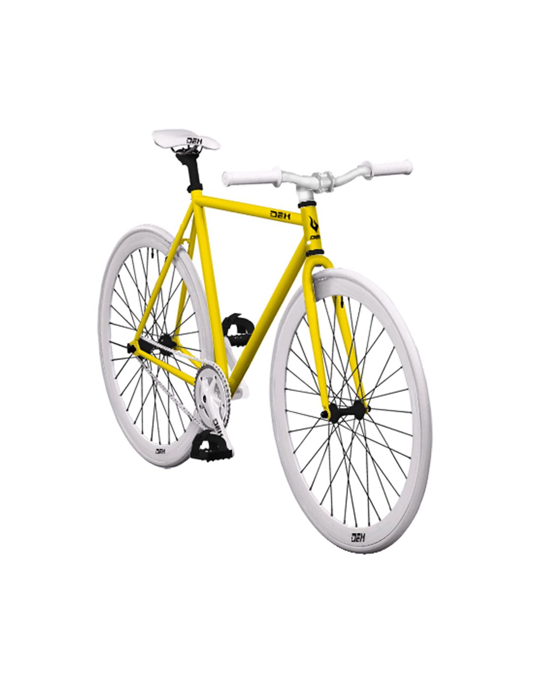 700c死飞运动公路自行车-黄白白色