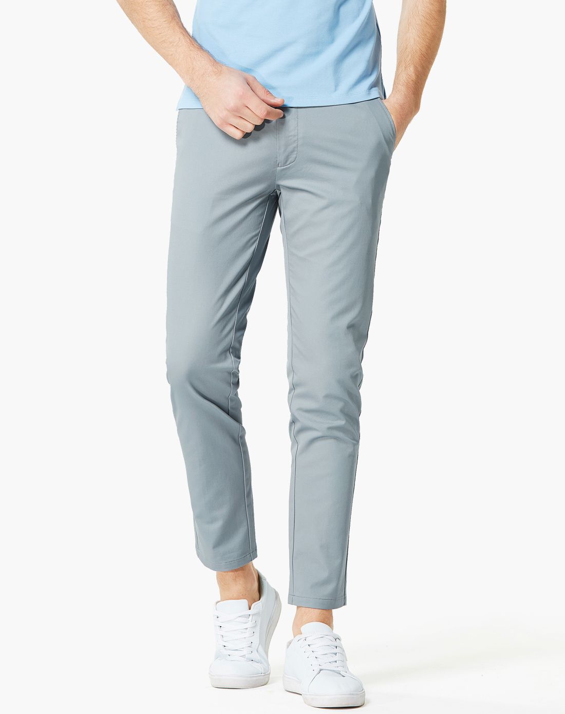 男贵族灰纯棉舒适休闲九分裤