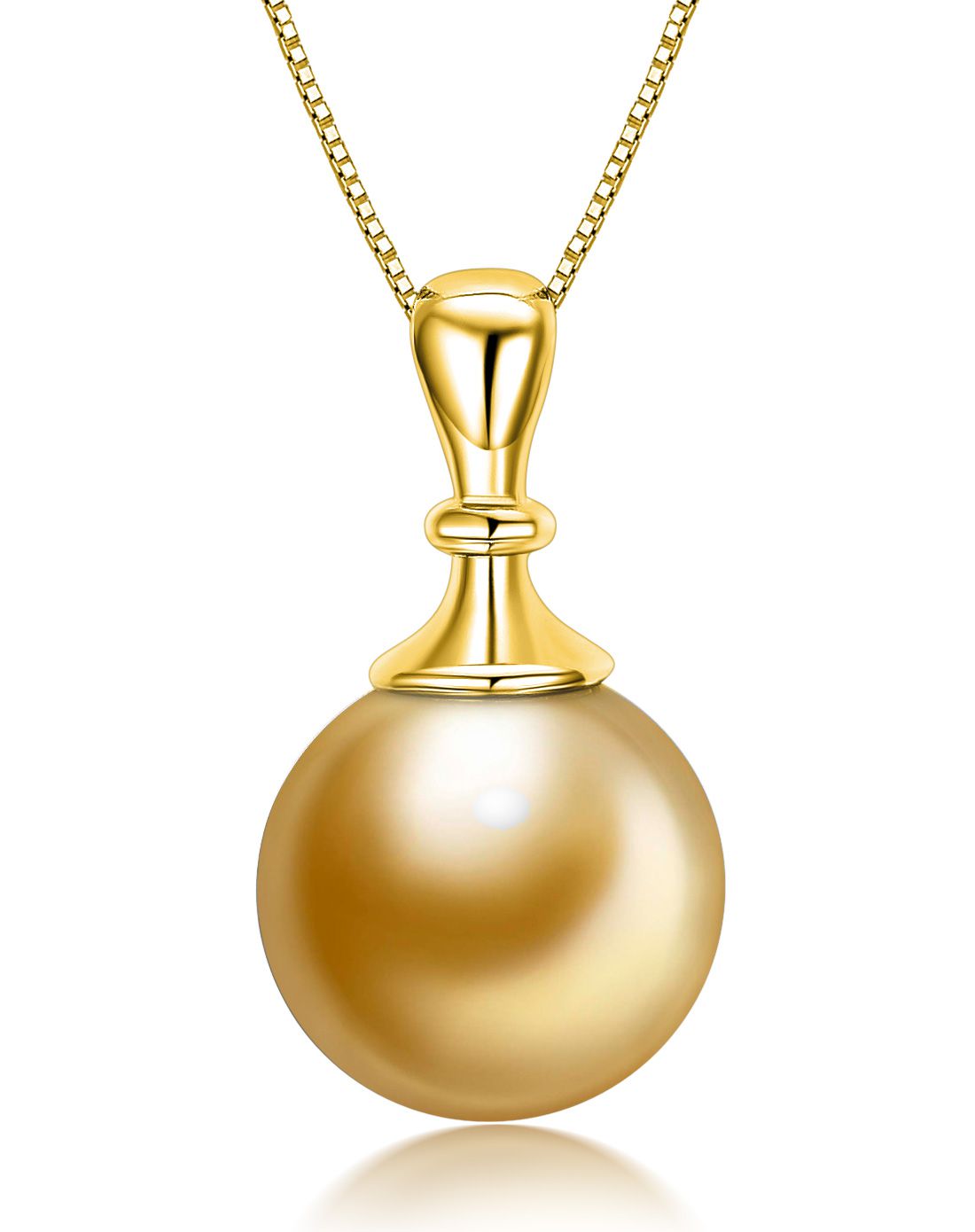 gvbori 黄18k金香槟色南洋金珍珠吊坠【娇媚】-赠银链