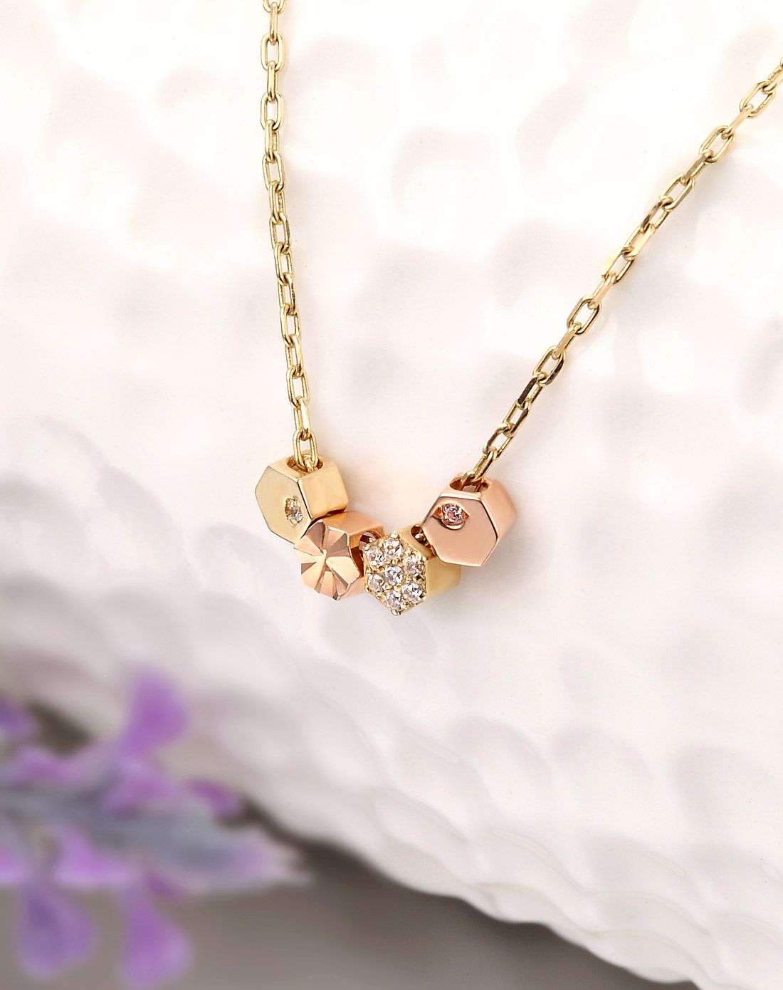 【唯品专供】幸运石 韩国14k黄金项链