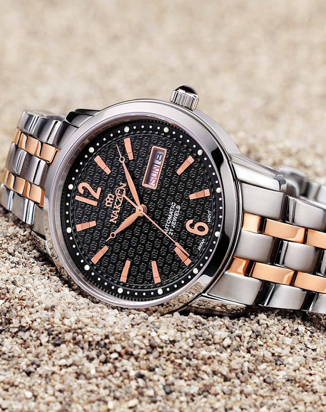 名古城nakzen手表专场 名古城 进口机芯蓝宝石日历商务男士钢带机械表