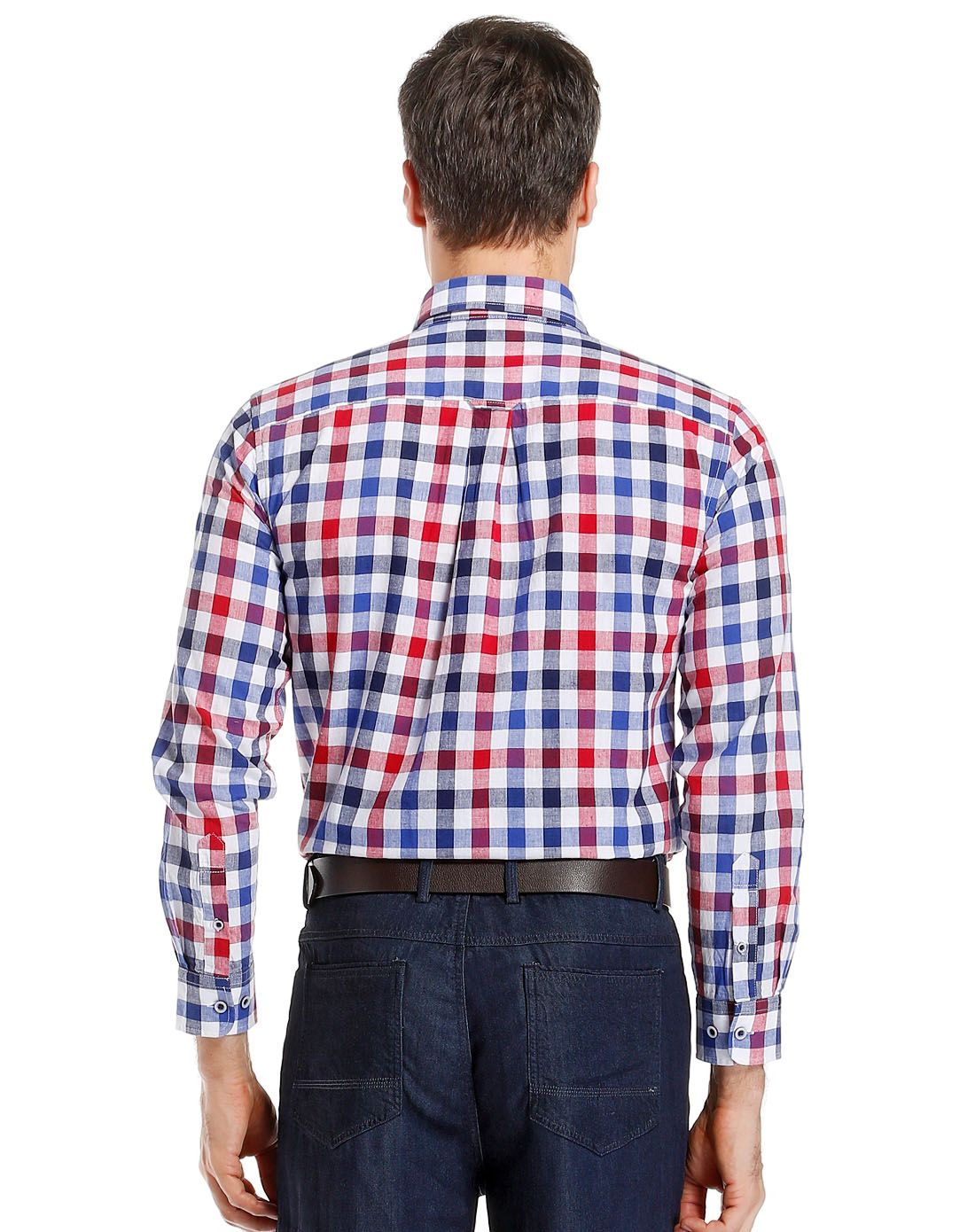 红/多色英伦风格子长袖衬衫