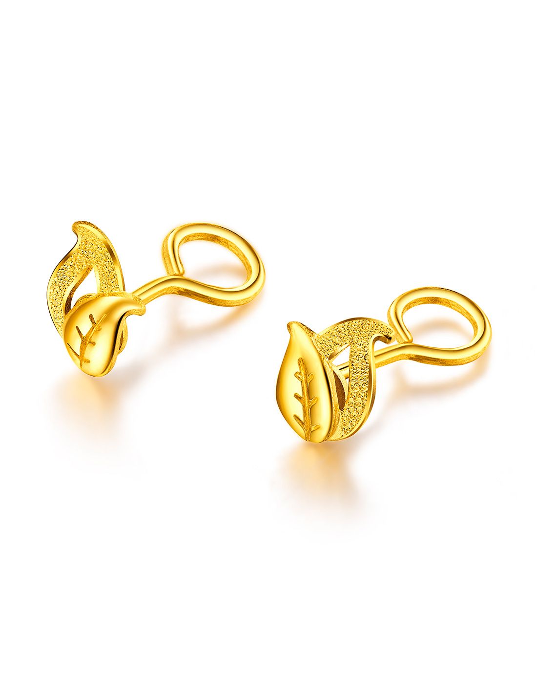 足金叶子黄金耳饰1.83克