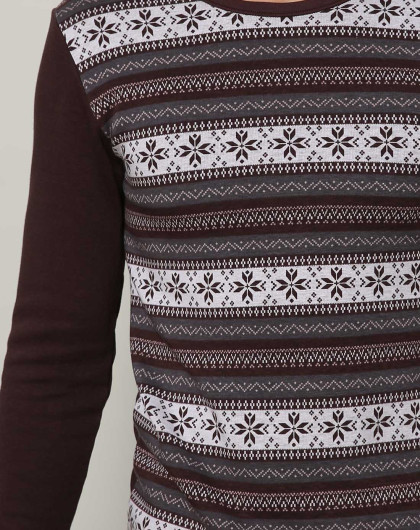 男款咖色雅纹暖舒绒系列圆领套装