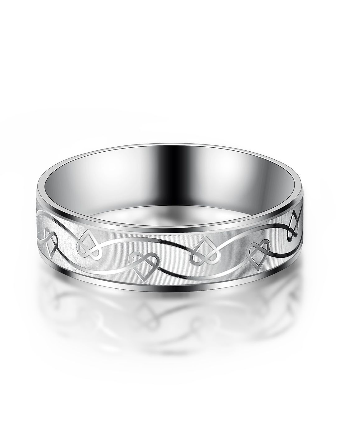 承诺 张万福18k白金爱心男戒