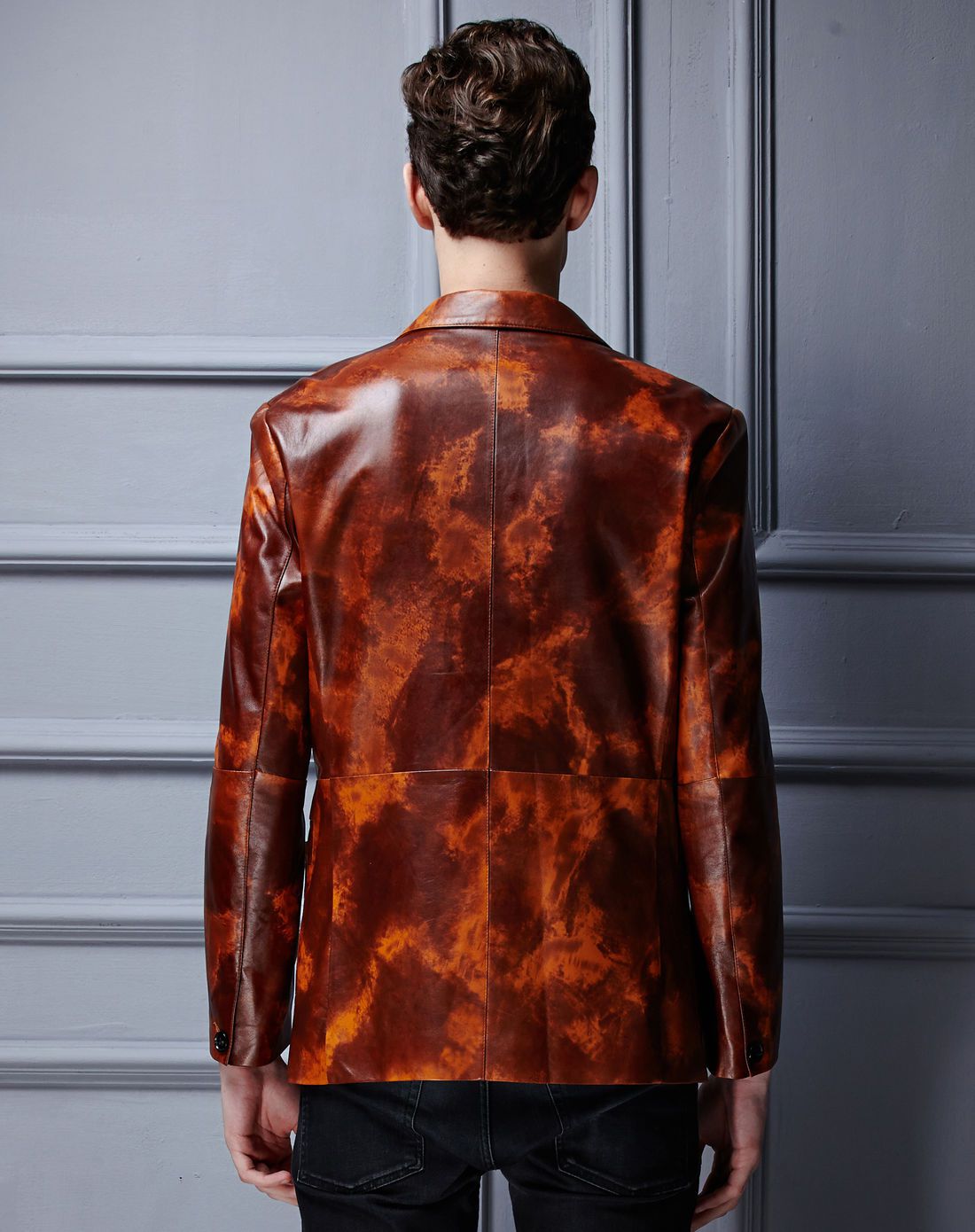 男款棕花色绵羊皮皮衣