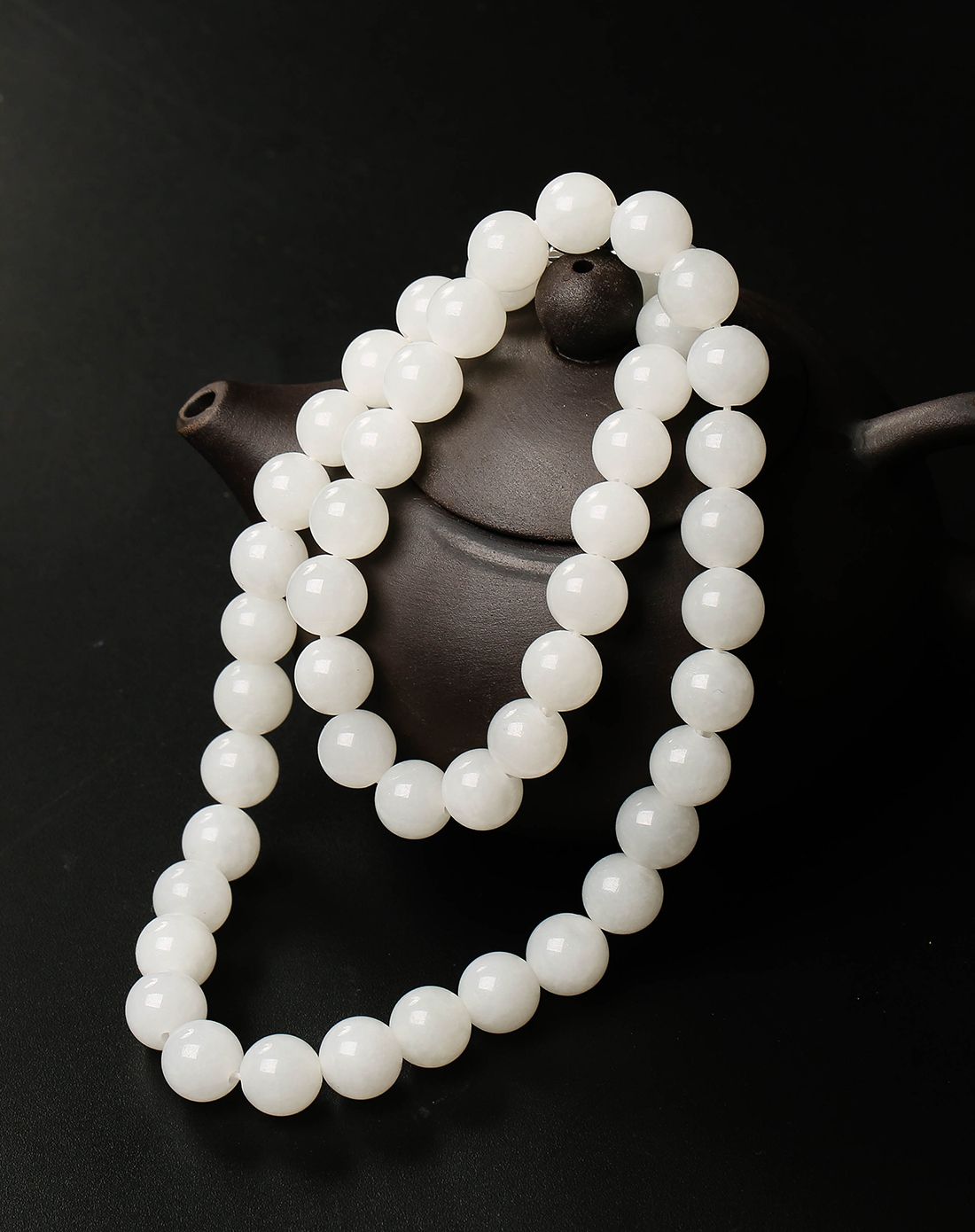 10mm圆润天然和田白玉项链