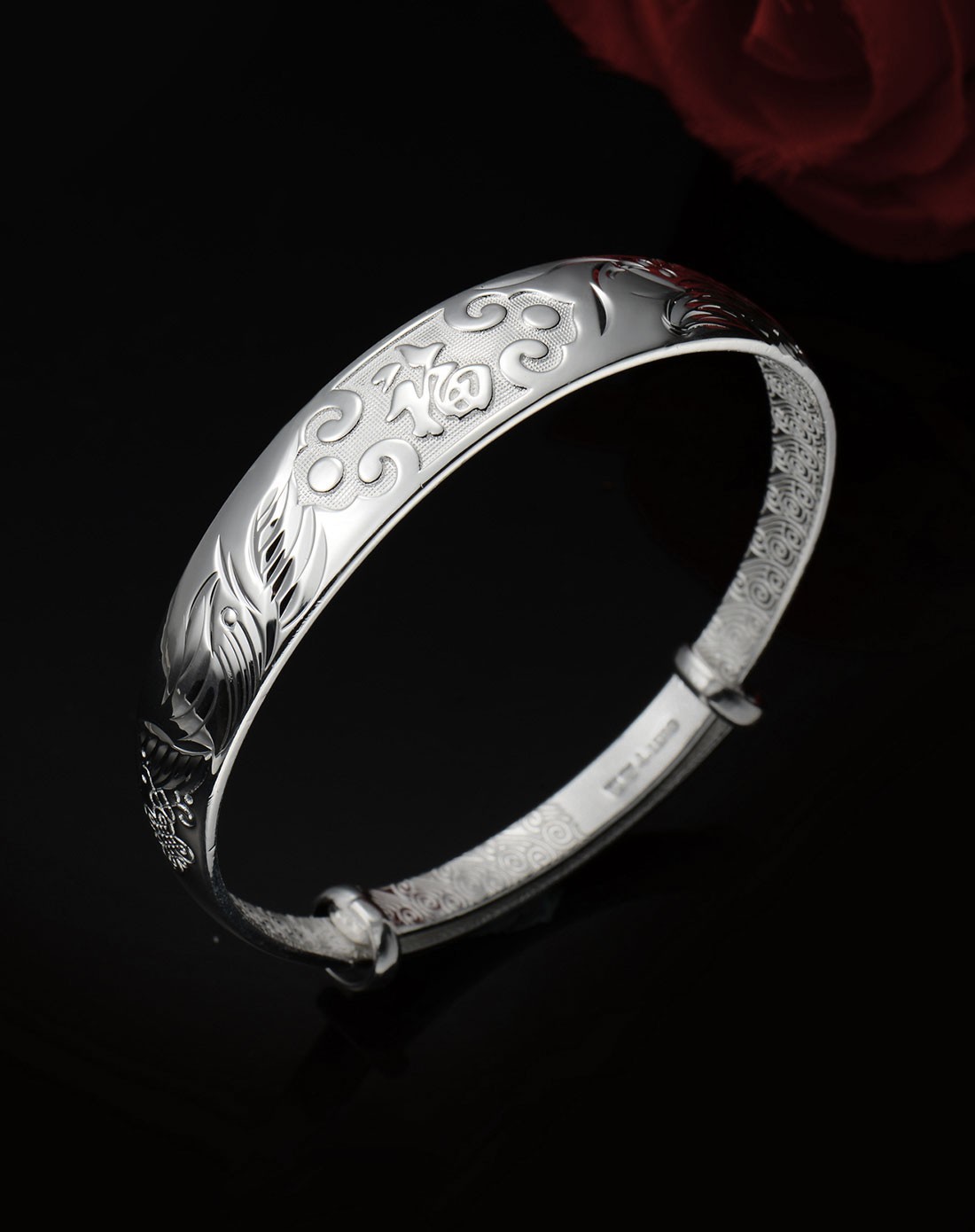 s999千足银手镯龙凤祥福40g(配证书)