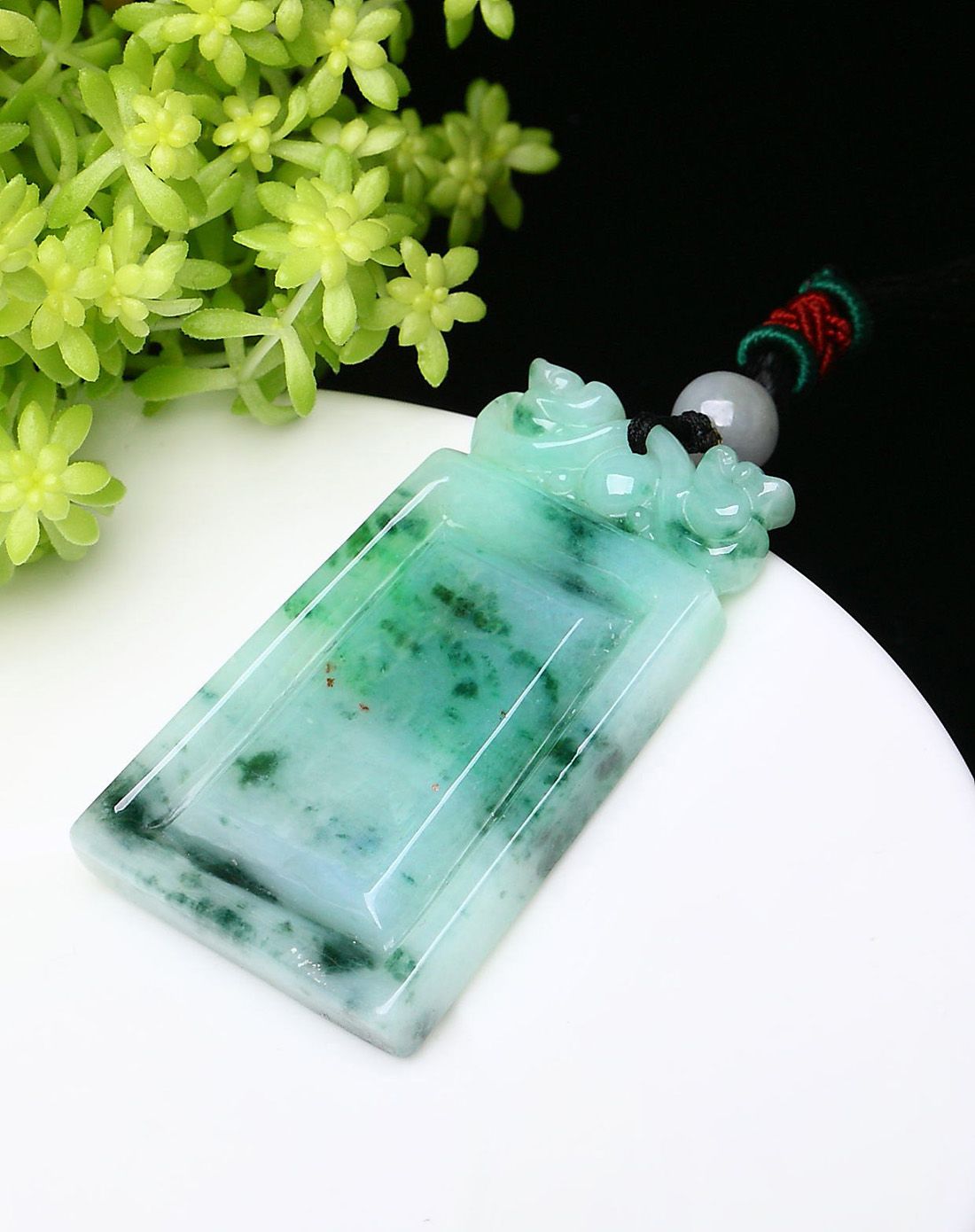 天然a货冰糯种飘花翡翠平安无事牌