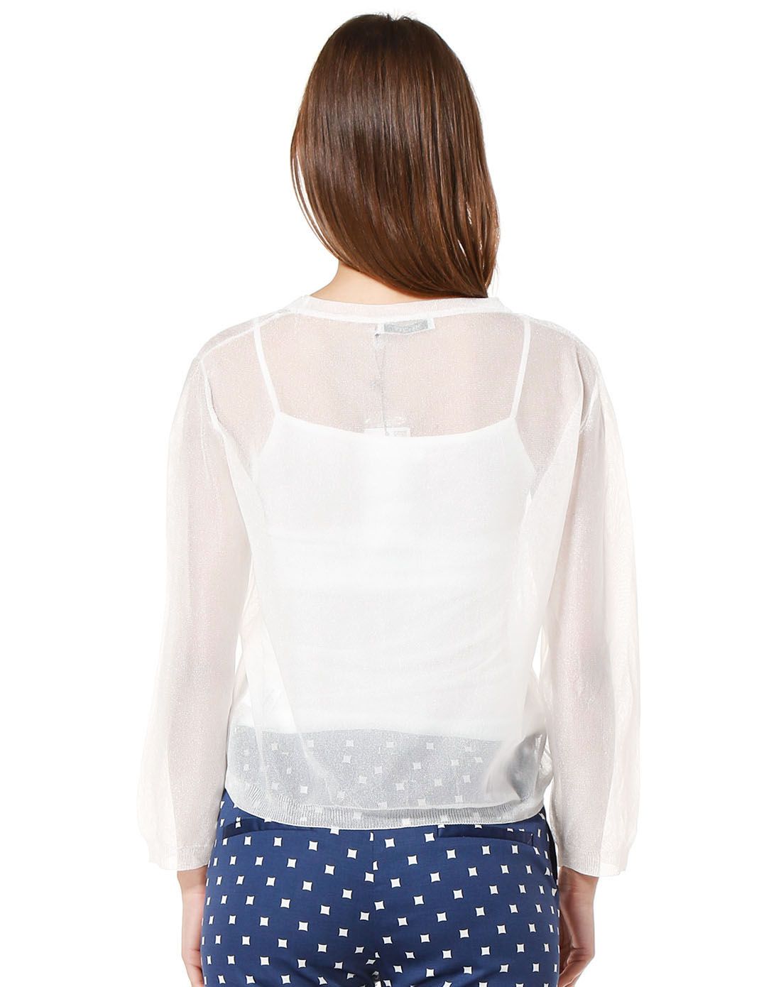 白色时尚薄纱长袖上衣