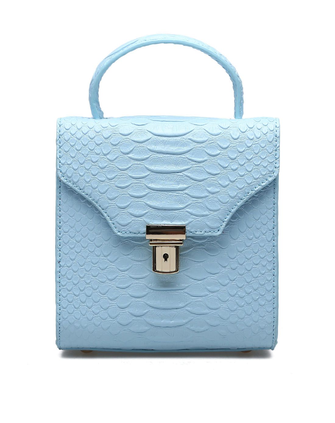 女士天蓝色个性高贵鳄鱼纹迷你小型手提包