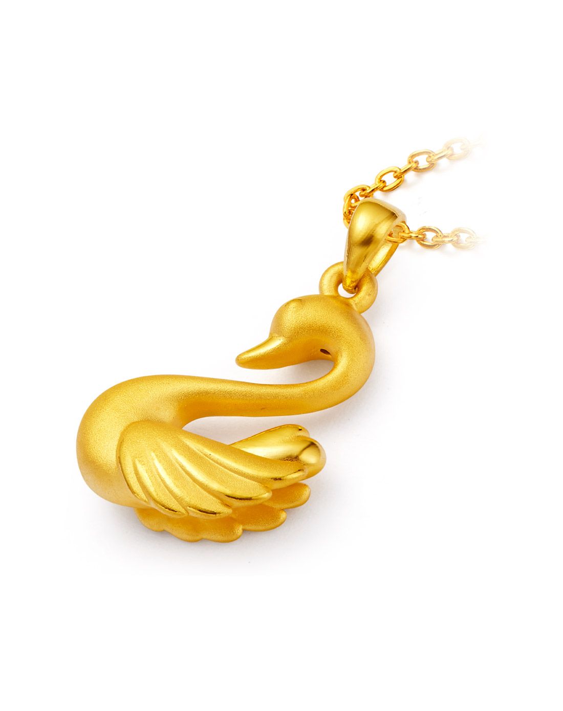 【新品】时尚优雅天鹅足金黄金吊坠