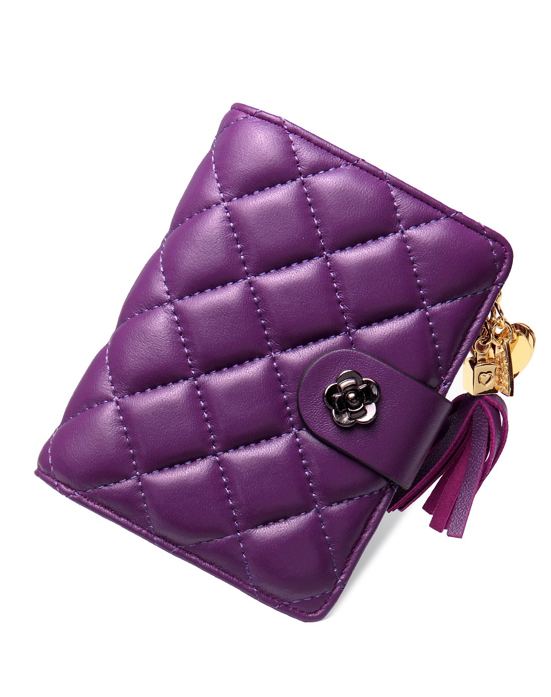 2016新款女士紫色菱格日韩甜美钱包