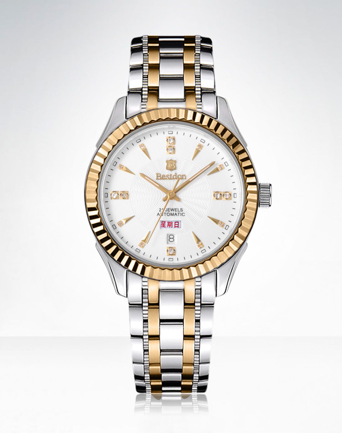 邦顿【传承系列】间金钢带全自动21钻机械男表