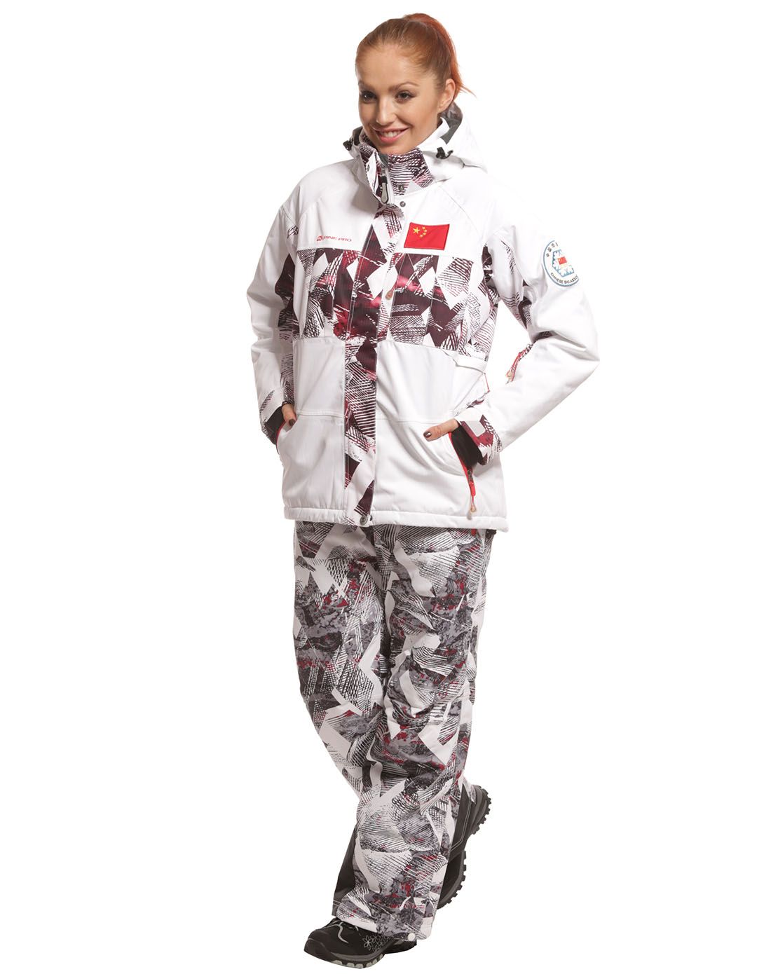 女款白色国家队滑雪服