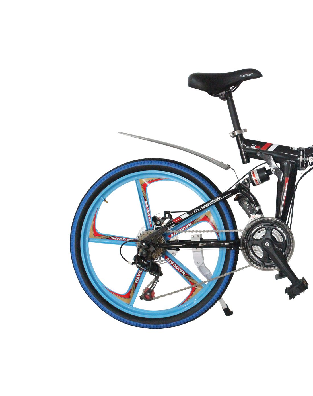 24寸双碟刹折叠式21速变速一体轮山地车-黑色