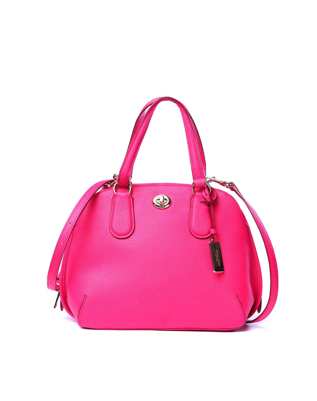 女士深粉色纯皮大号贝壳包