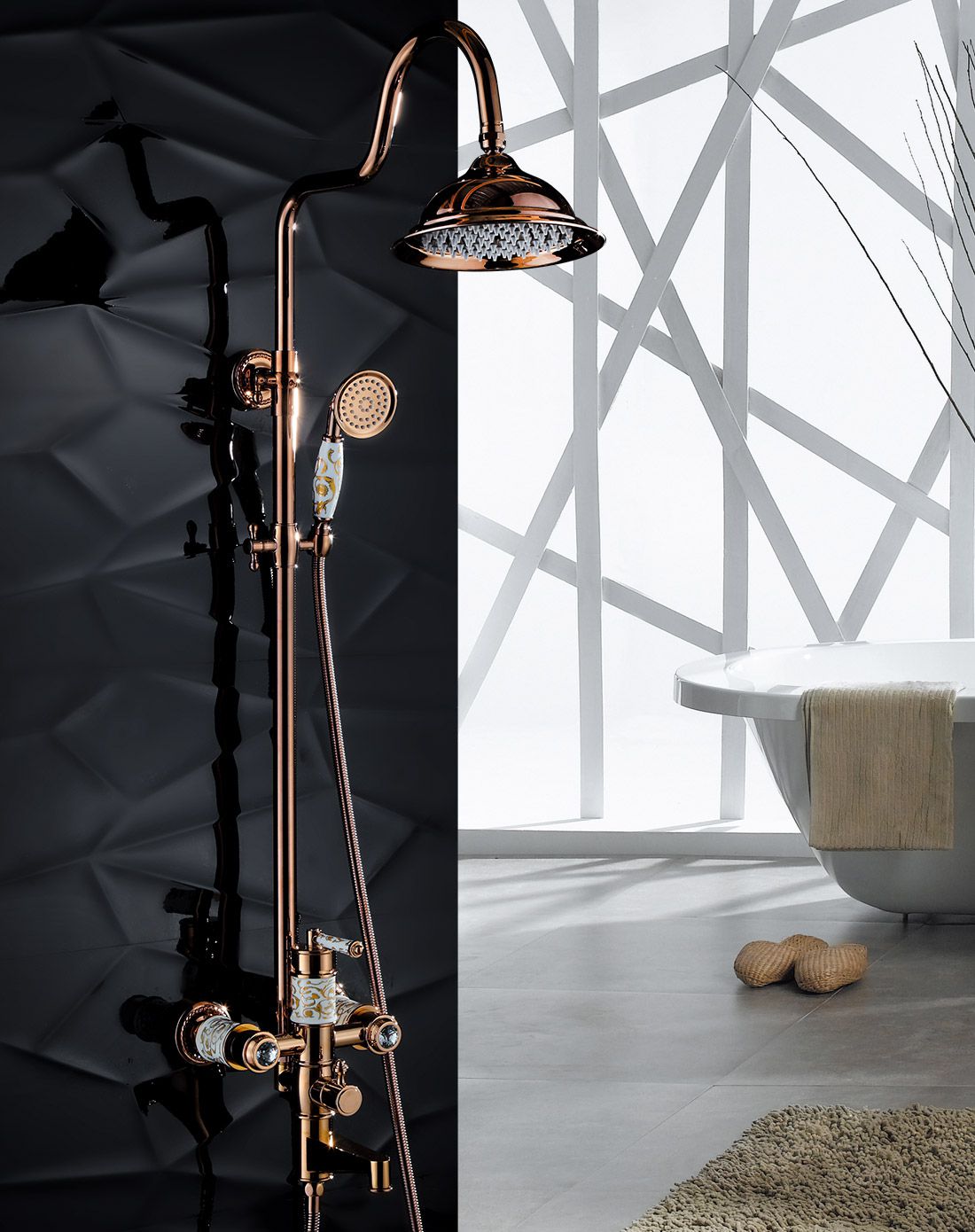 蓝藤5202欧式风格玫瑰系列浴室淋浴花洒套装