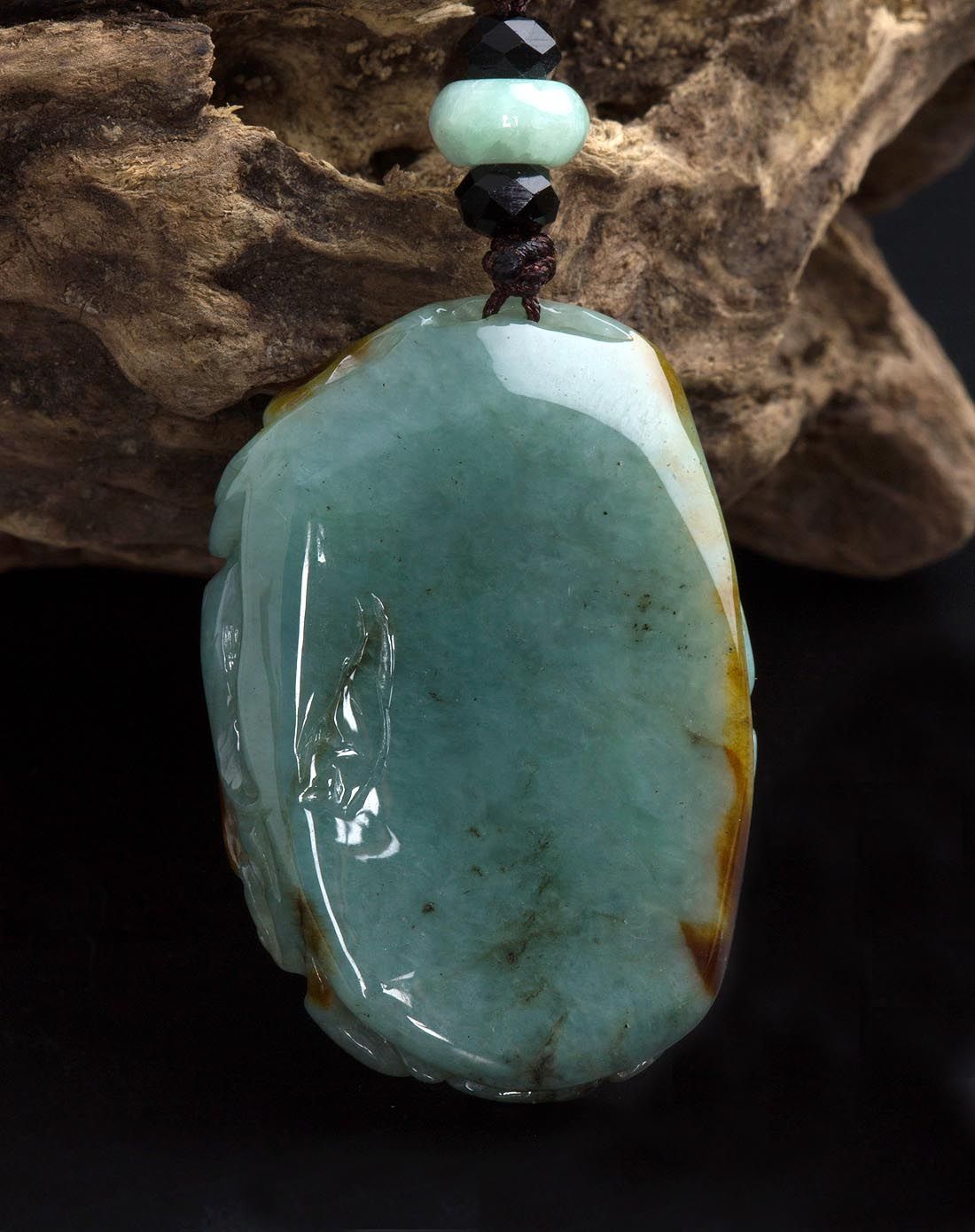 金万年kimani玉器专场冰糯种巧雕黄皮加官进禄雄鸡天然a货翡翠吊坠fd0