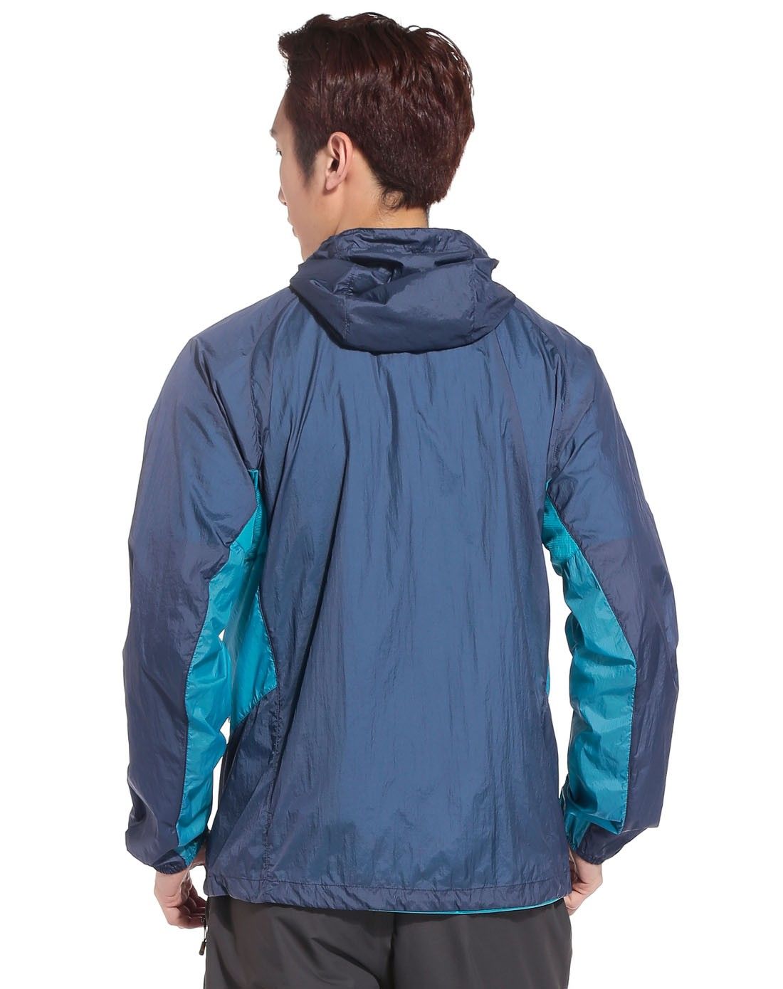 男款铁蓝灰色透气皮肤衣 连帽长袖