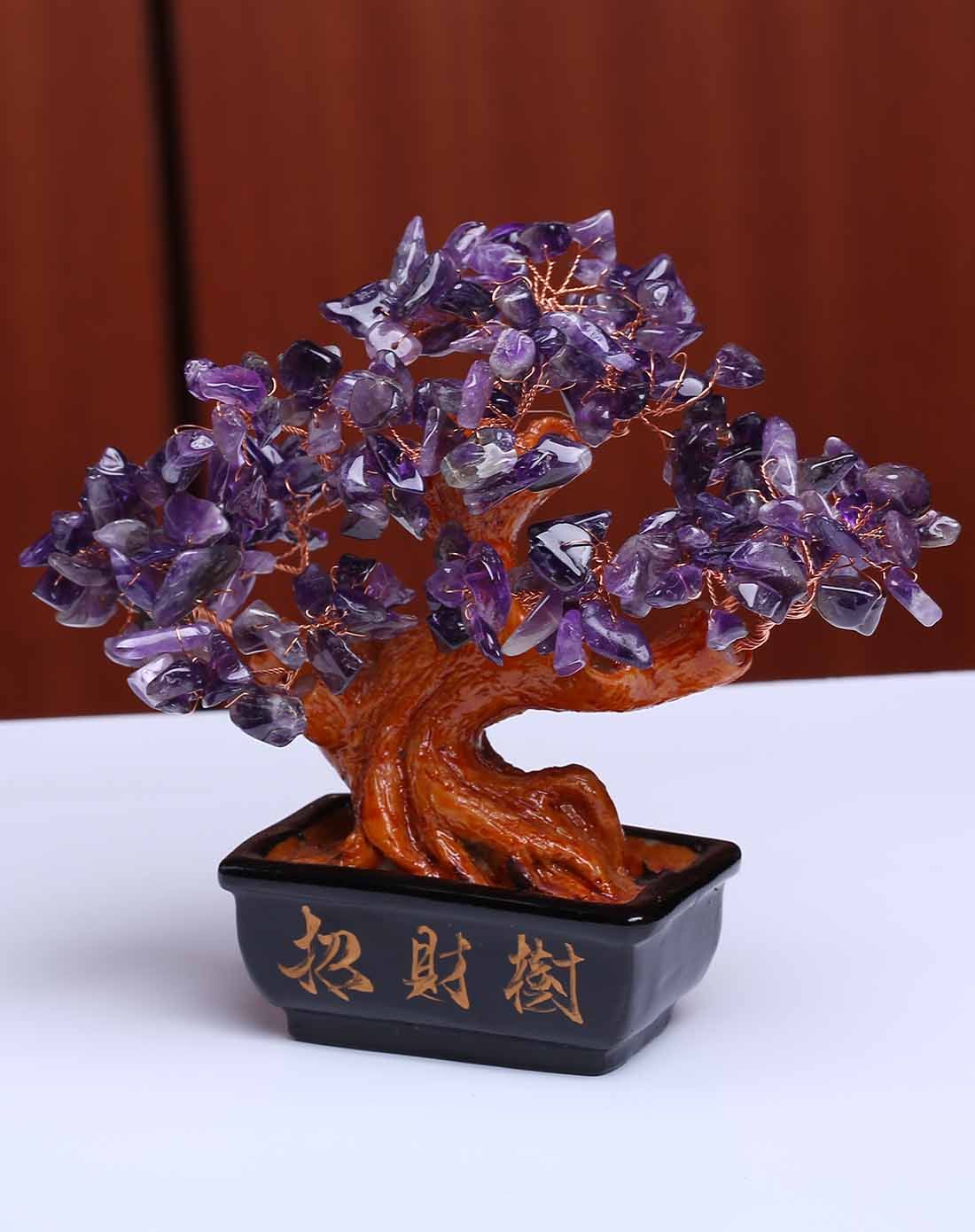 紫水晶发财树摆件