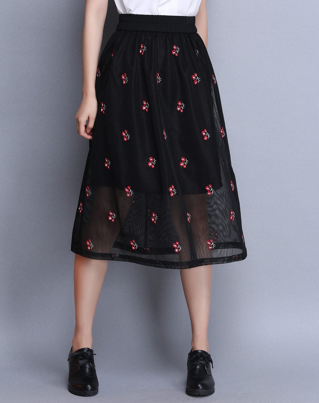 梵希蔓vimly女装外套专场黑色时尚网底绣花中长裙vim16b90350_唯品会