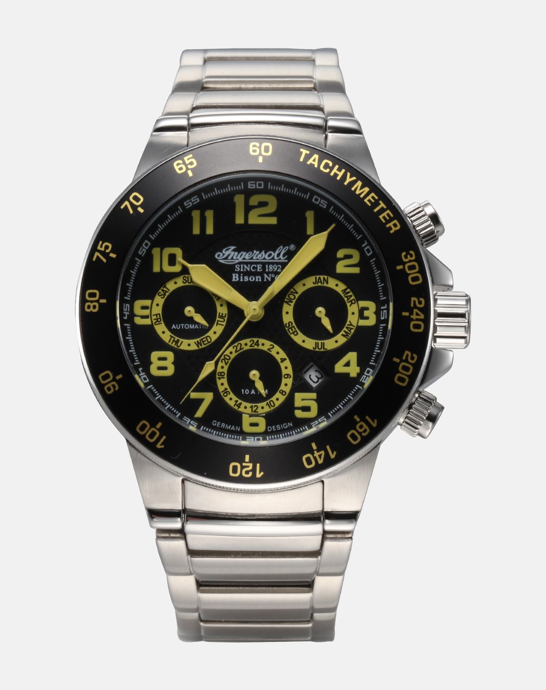 ingersoll英格索尔野牛系列自动机械男表/中性表银色钢带