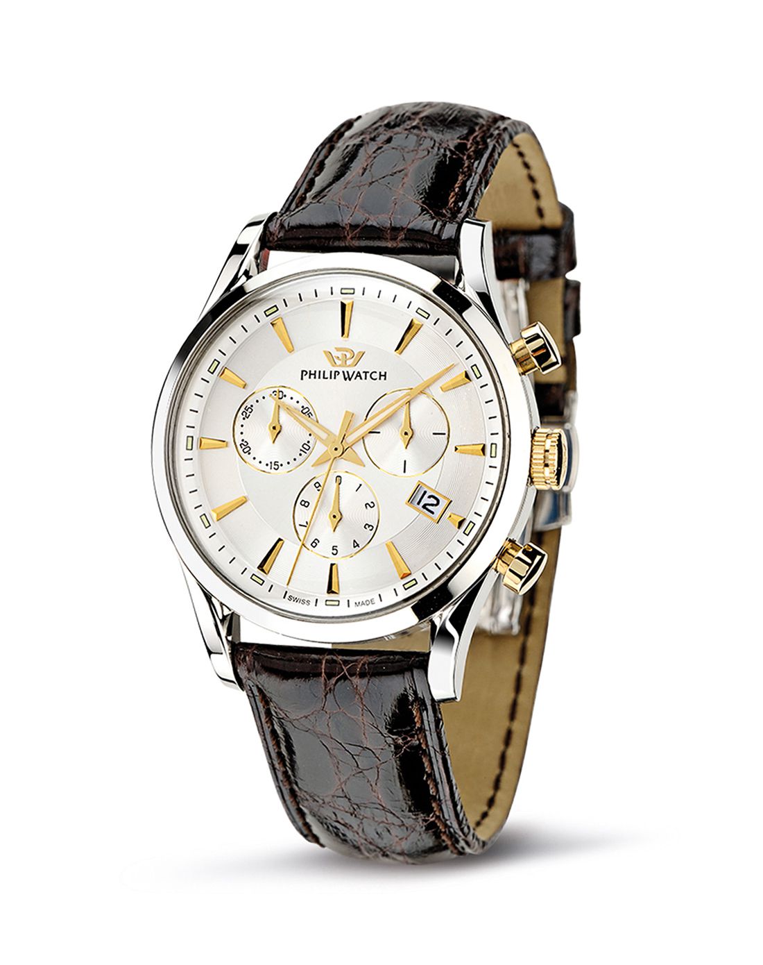 > philip watch 瑞士制造sunray曙光系列男仕石英机芯真皮表带腕表