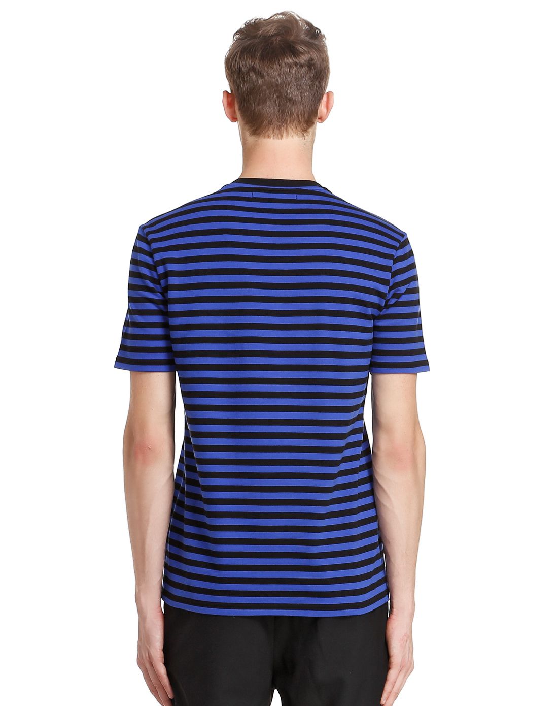 黑蓝条短袖圆领t恤