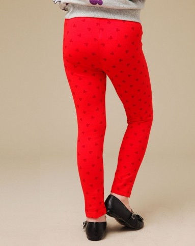 女童大红色打底裤