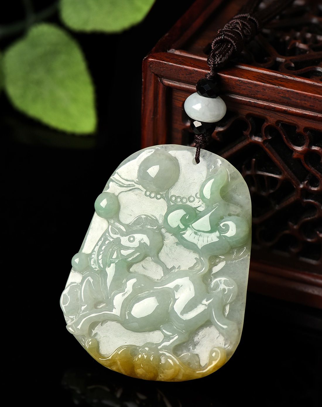 冰糯俏色福禄寿喜天然a货翡翠挂件