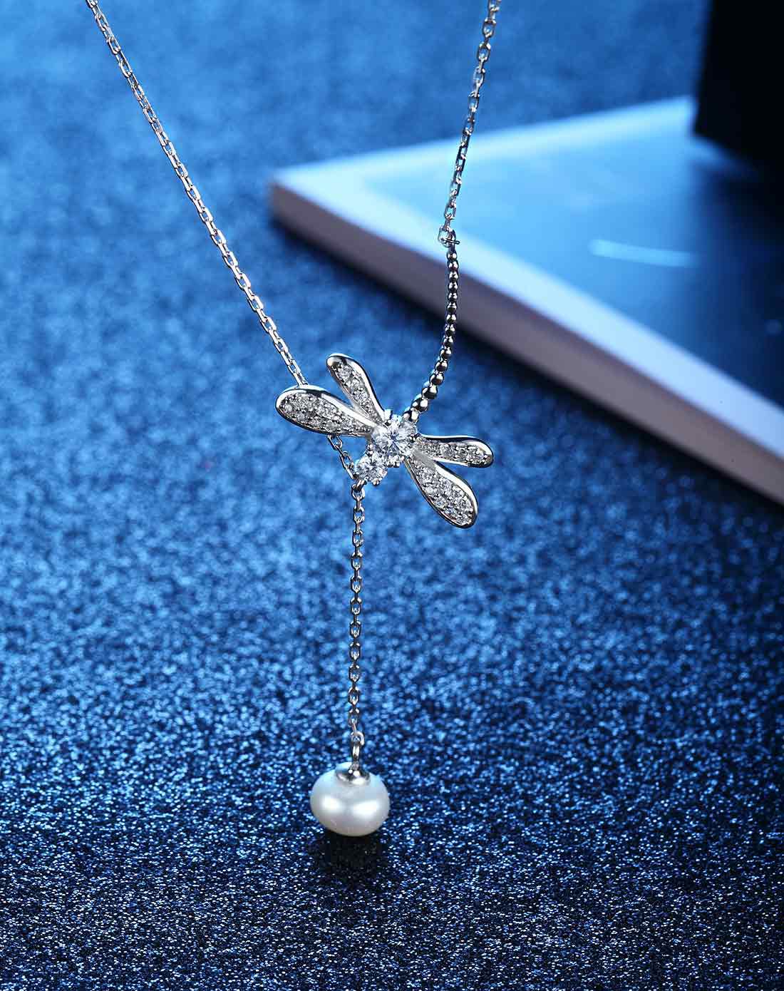 【初见清新&小蜻蜓】s925银镶奥地利璀璨宝石天然淡水珍珠唯美律动