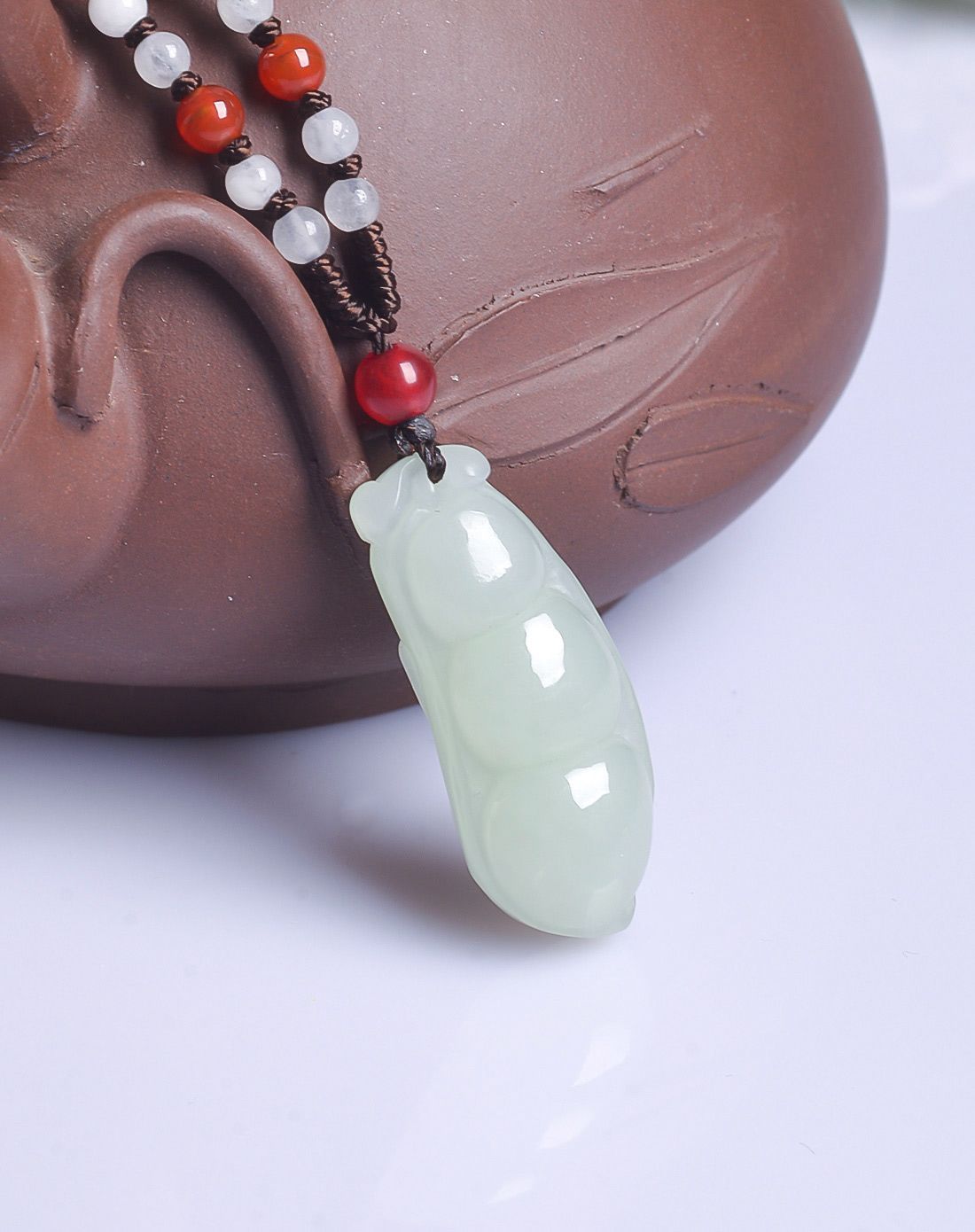 天然和田白玉四季平安豆吊坠