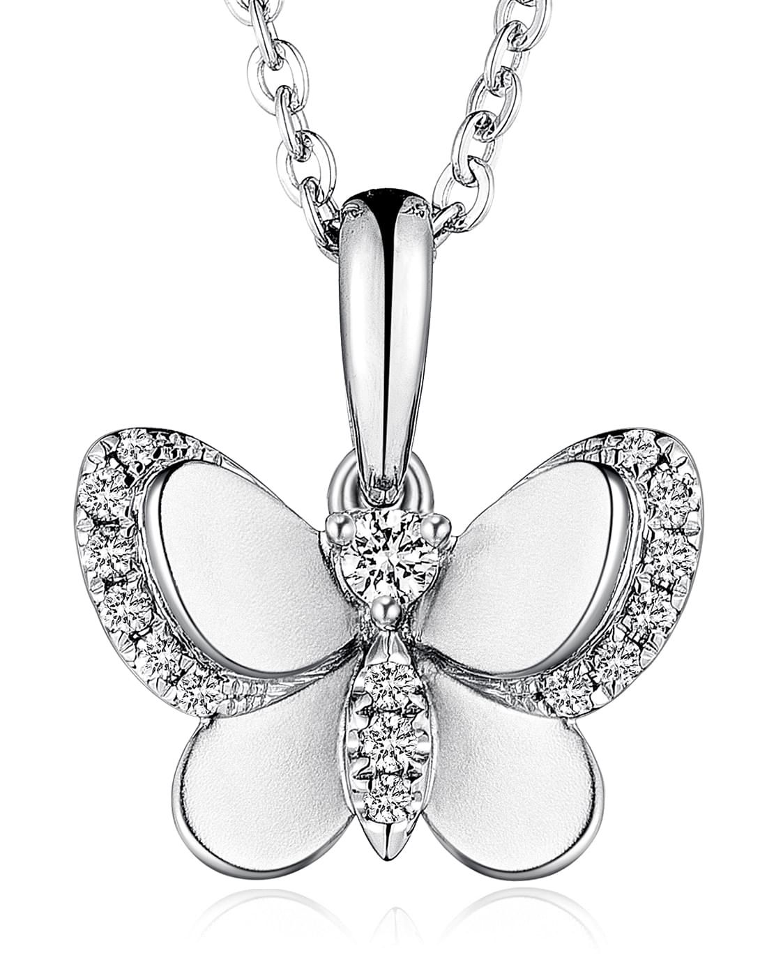 六福珠宝 vivid系列18k金蝴蝶钻石吊坠(不含项链)