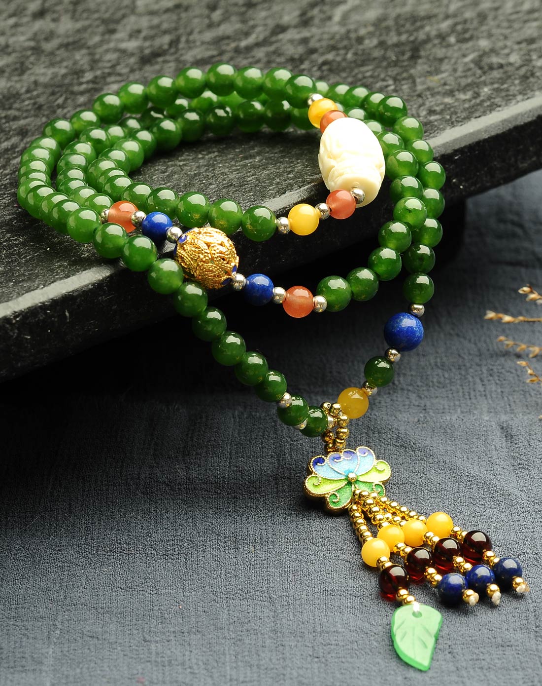 和田玉碧玉珠链