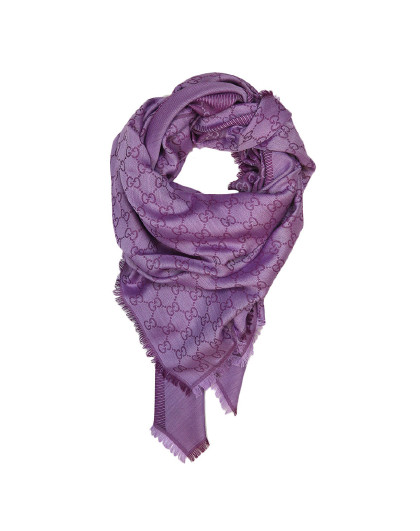 gucci女士羊毛加丝绸 经典logo印花围巾