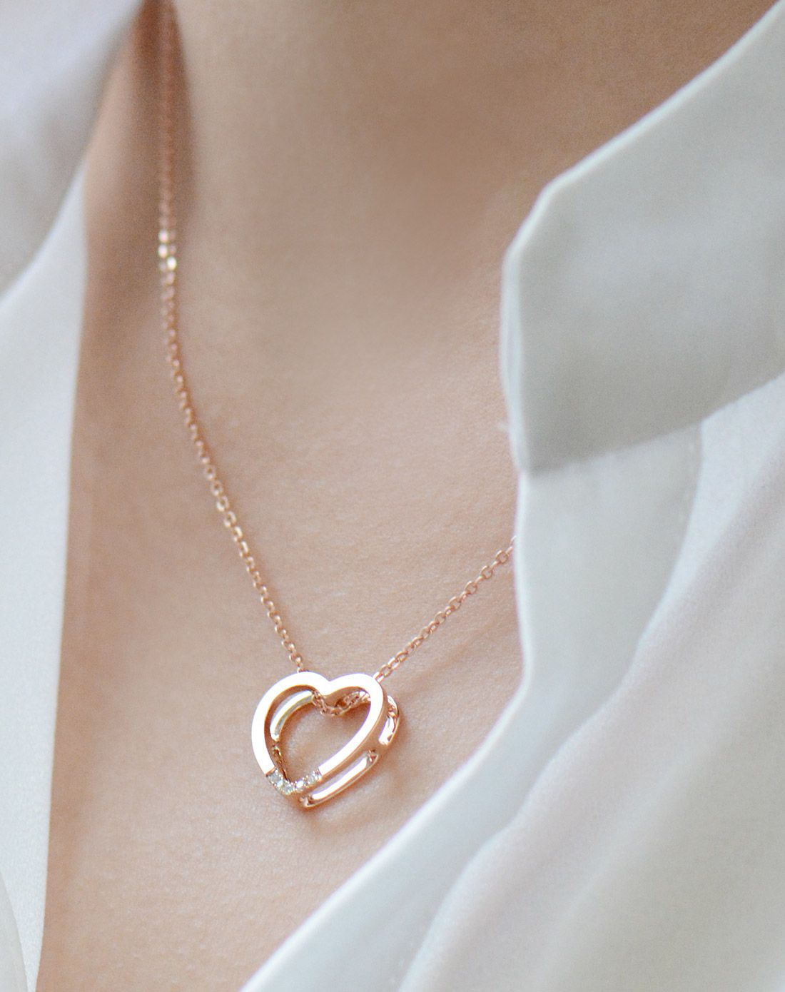 梵迪 简尚-心形环 红18k金钻石吊坠(不含链)-限量买赠精美u盘