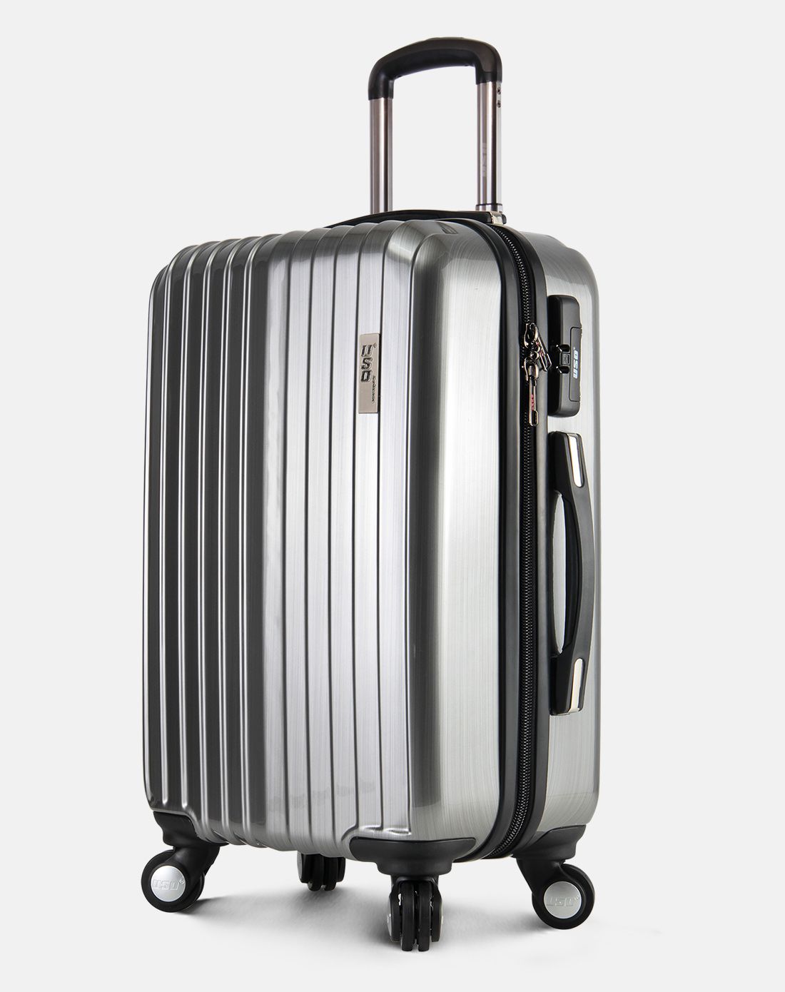 uso竖条纹镜面行李箱29寸银色