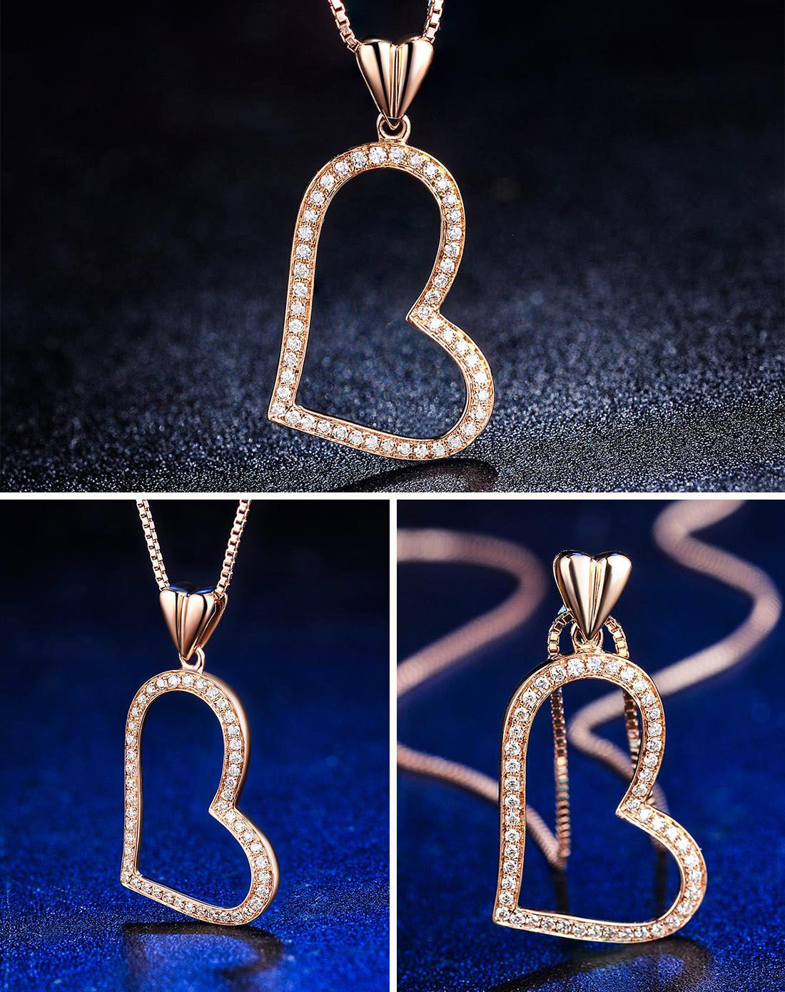 钻宝源珠宝专场钻宝源 18k玫瑰金心形钻石吊坠(送银链)wdp40069_唯品