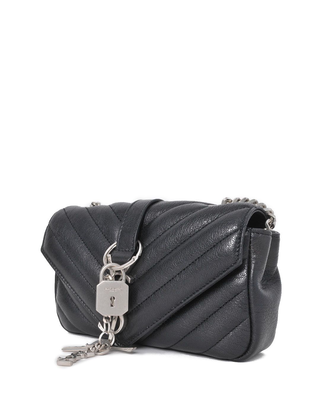 > ysl 黑色羊皮金属链条单肩小包