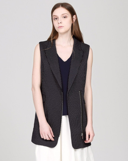 女款深藏蓝/白色英伦风潮流马甲