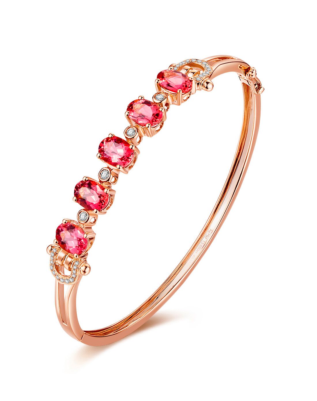 18k玫瑰金红碧玺手镯
