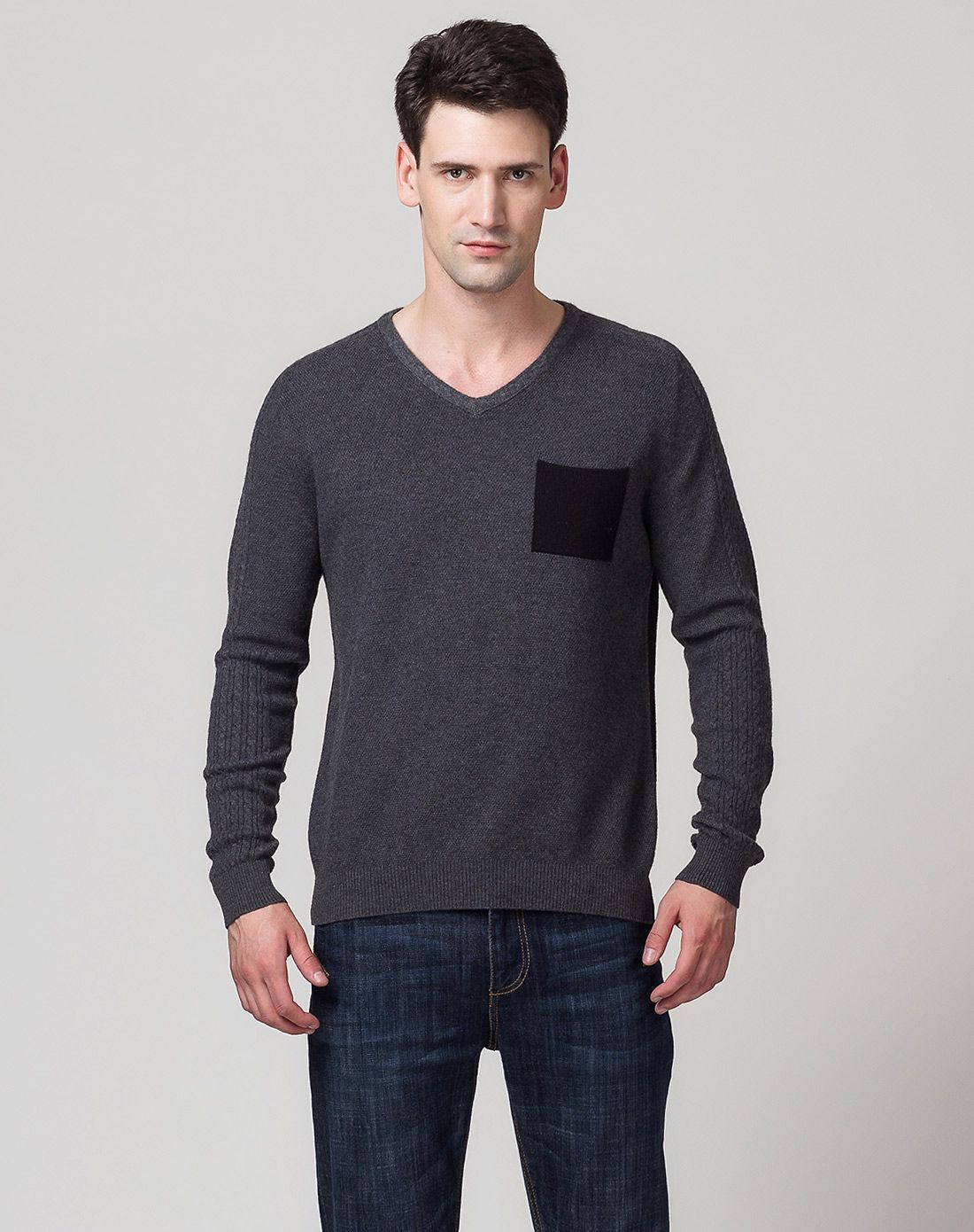 海尔曼斯羊绒男女混合装专场男款鸡心领长袖羊毛衫v151d41lq_唯品会