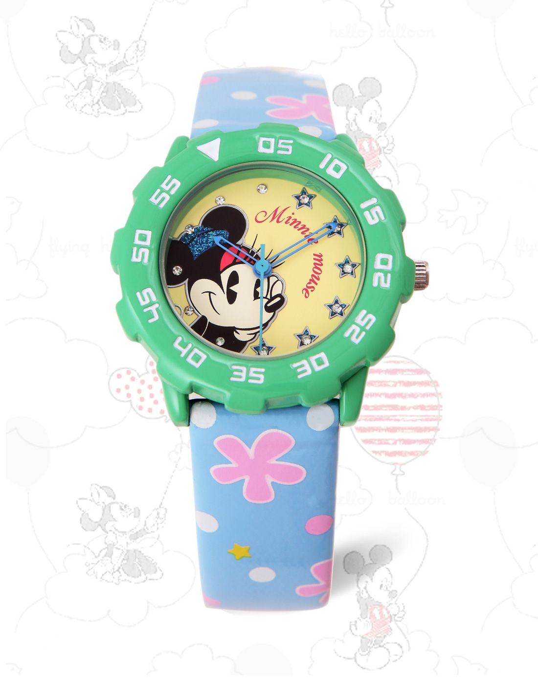 迪士尼disney时尚手表专场 儿童米妮转动表盘彩色表带手表