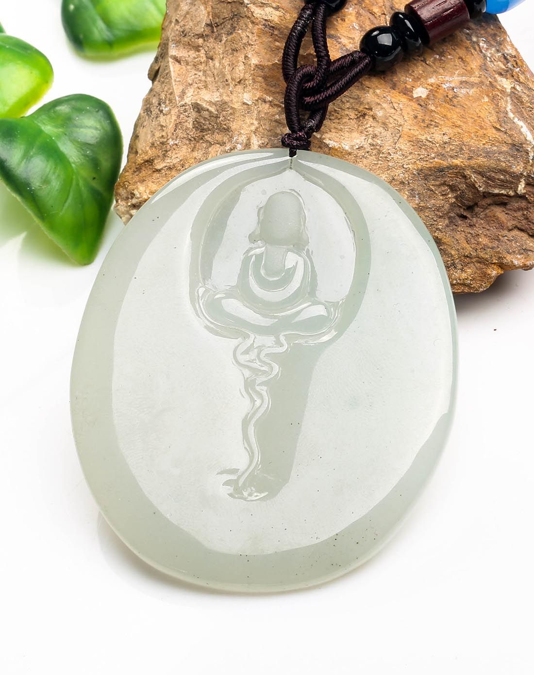 宝亨达bohengda玉石专场精工冰糯天然a货翡翠无面佛挂件gj1214235u01_