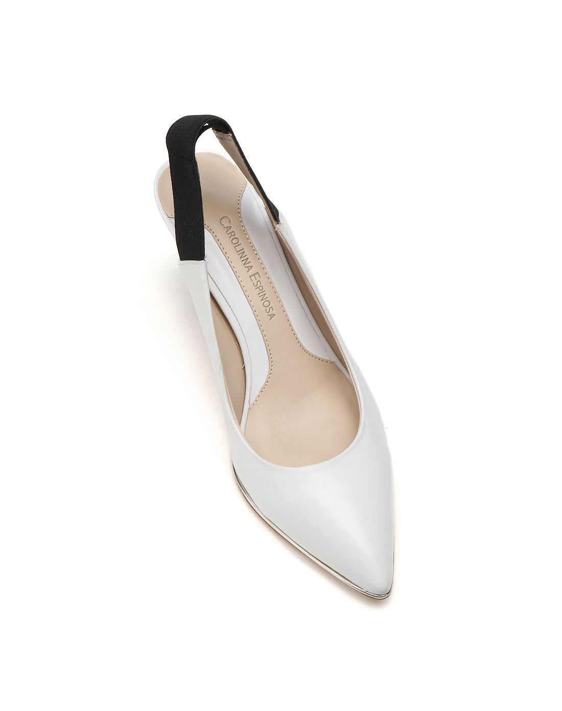 米白色简约斯文高跟后空单鞋