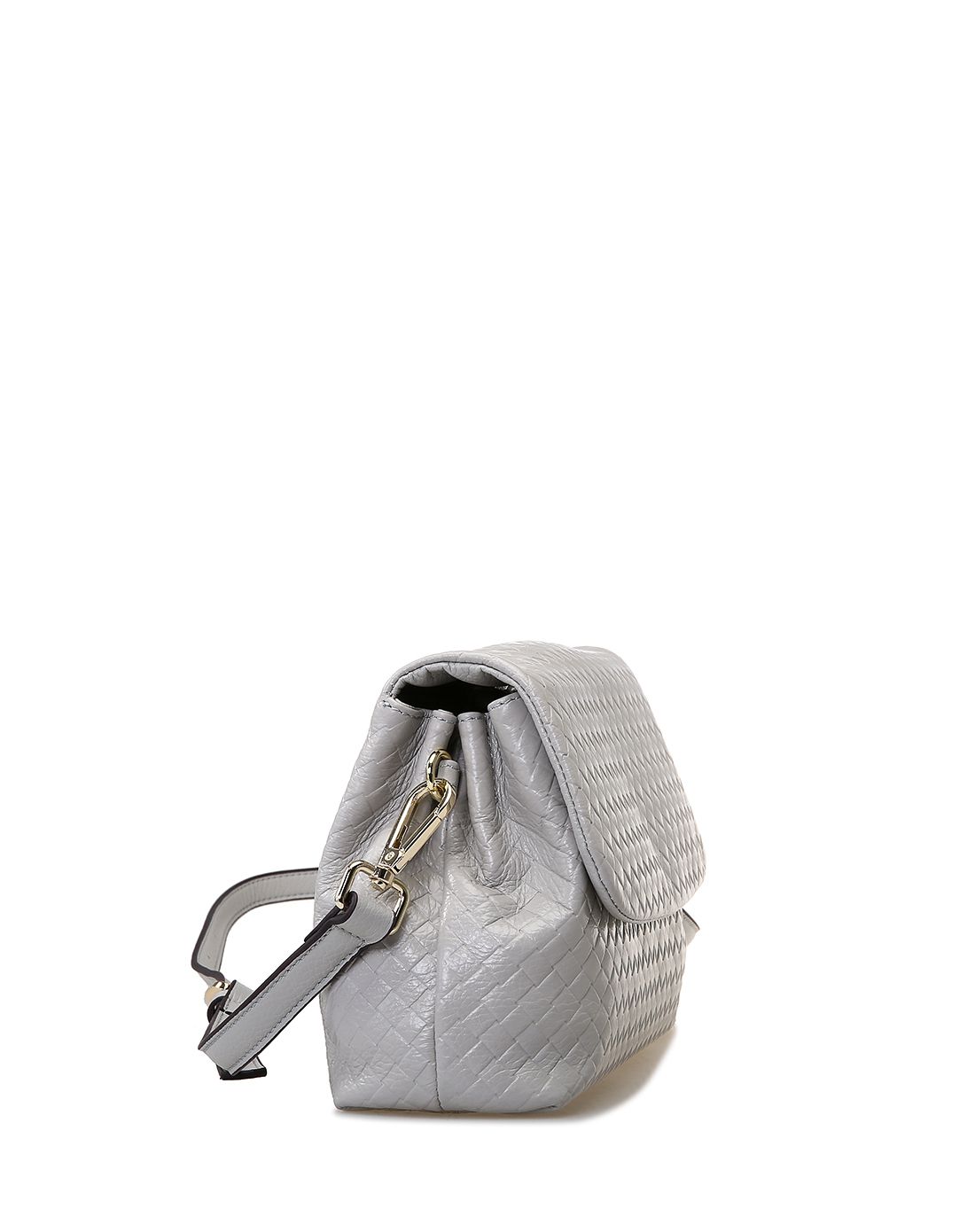 经典款菱格浅灰色牛皮革斜挎包