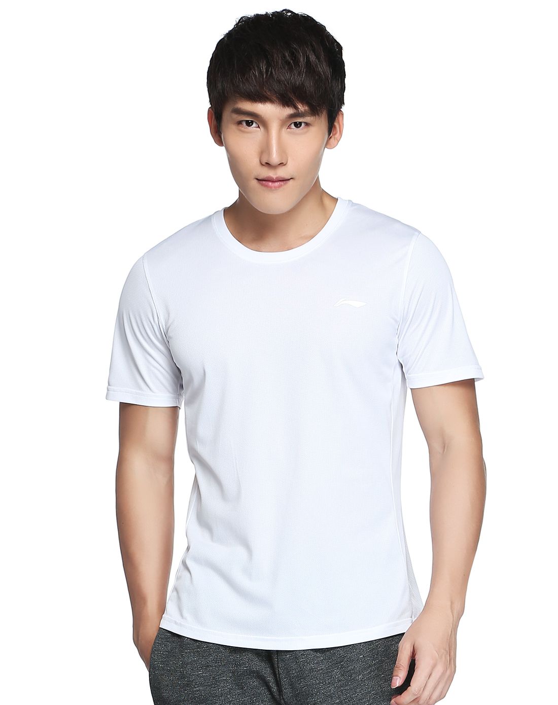 李宁运动活力男士专场 凉爽舒适 男款基础白短袖t恤 跑步系列