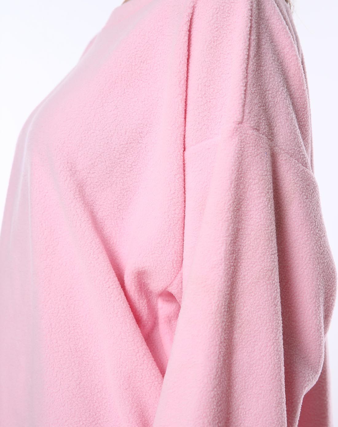 女款柔粉色舒适摇粒绒家居套装